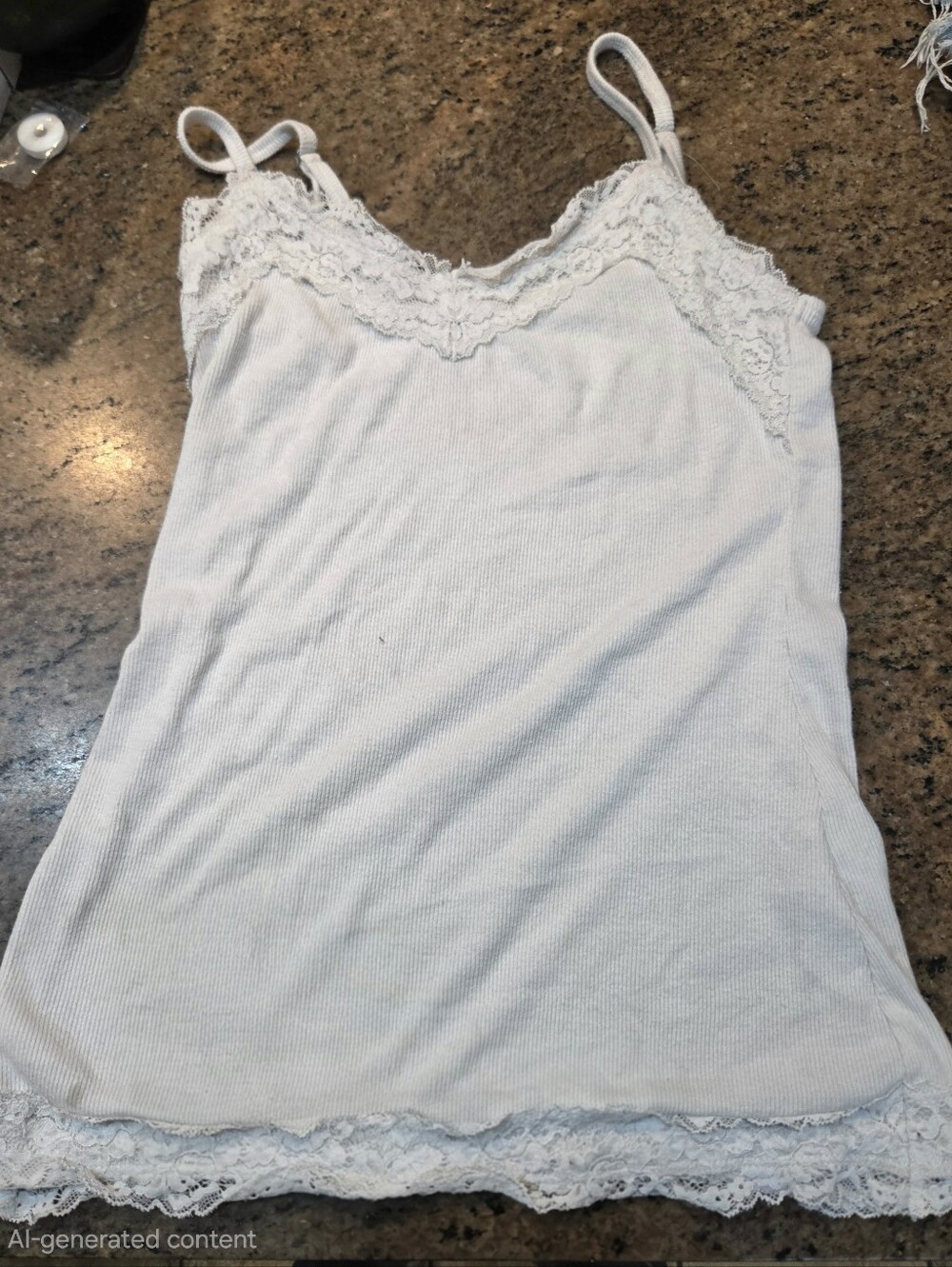 Hollister Cream Lace-Trim Cami Tank Top
